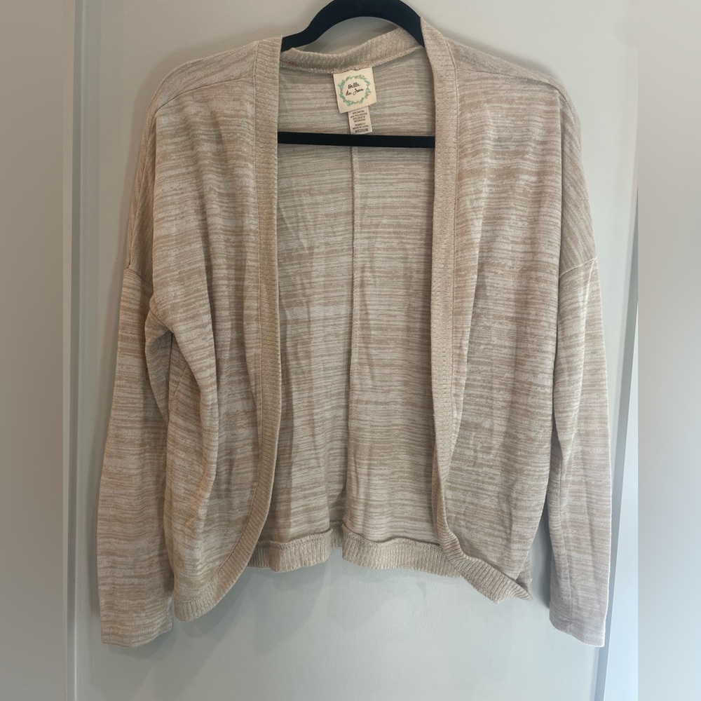 Belle Du Jour Beige Open-Front Cardigan